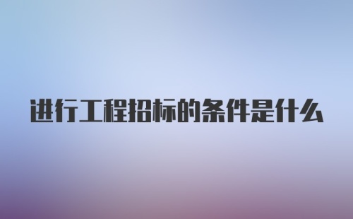 进行工程招标的条件是什么