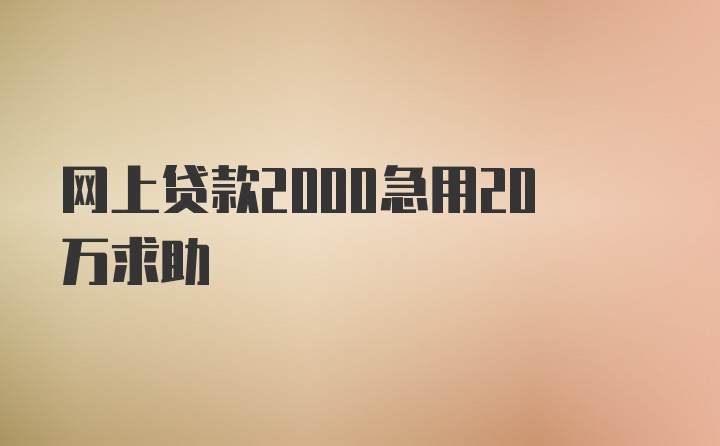 网上贷款2000急用20万求助