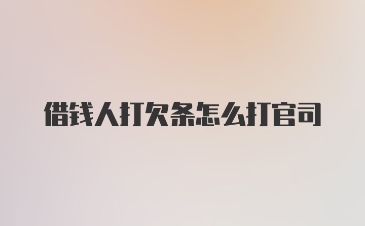 借钱人打欠条怎么打官司