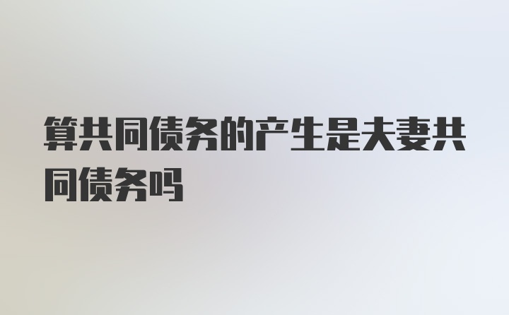 算共同债务的产生是夫妻共同债务吗