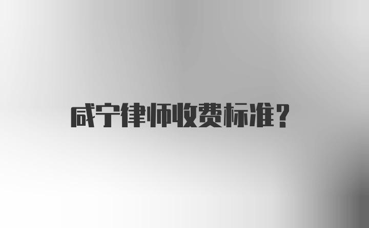 咸宁律师收费标准？