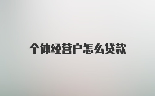 个体经营户怎么贷款