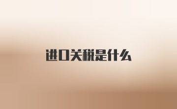 进口关税是什么