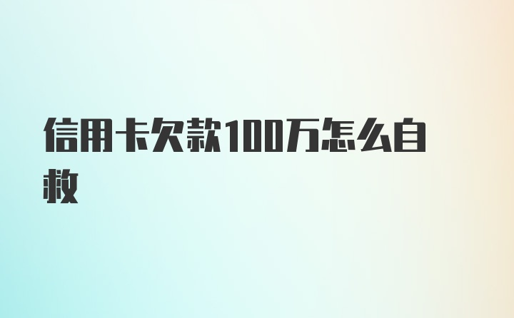 信用卡欠款100万怎么自救