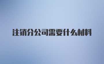 注销分公司需要什么材料