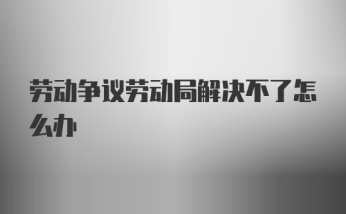 劳动争议劳动局解决不了怎么办