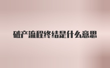 破产流程终结是什么意思