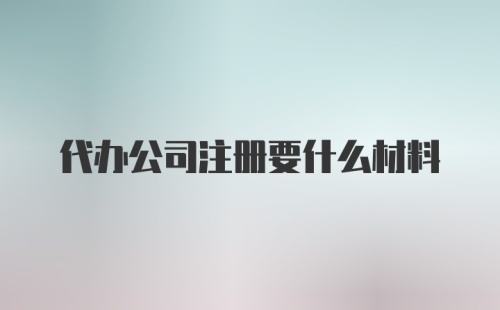 代办公司注册要什么材料