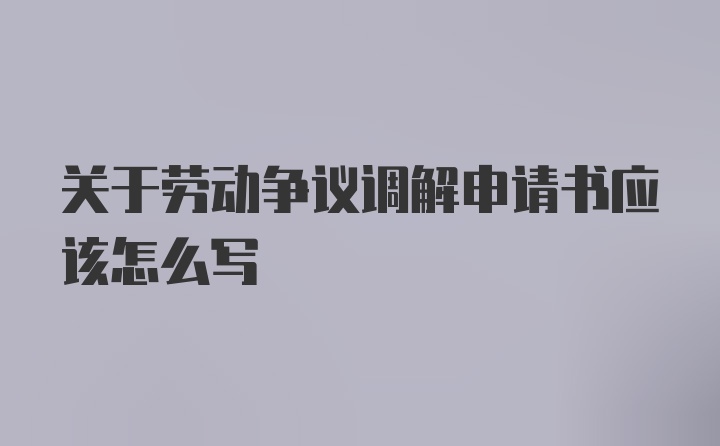 关于劳动争议调解申请书应该怎么写