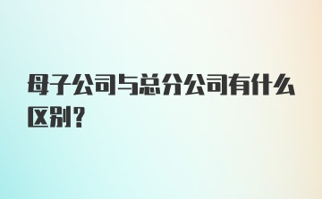 母子公司与总分公司有什么区别？