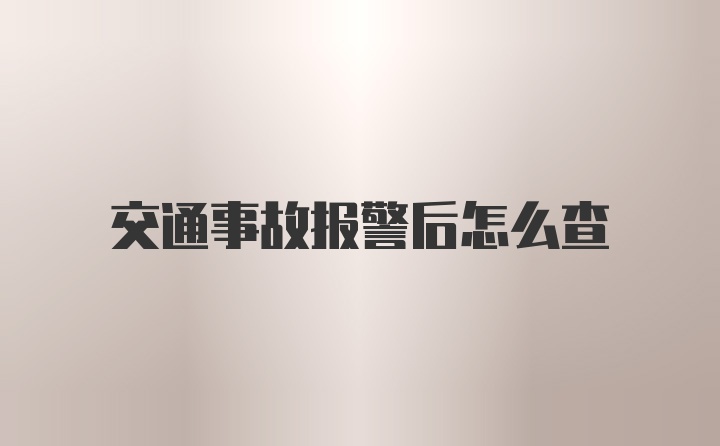 交通事故报警后怎么查