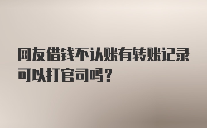 网友借钱不认账有转账记录可以打官司吗？