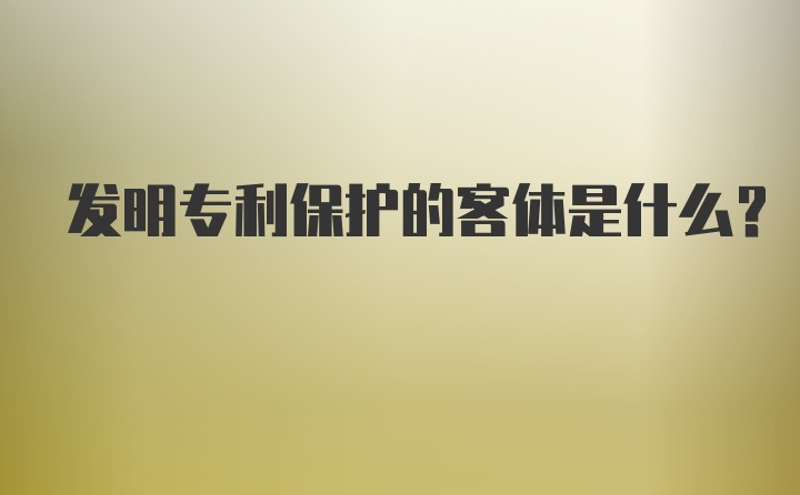 发明专利保护的客体是什么？