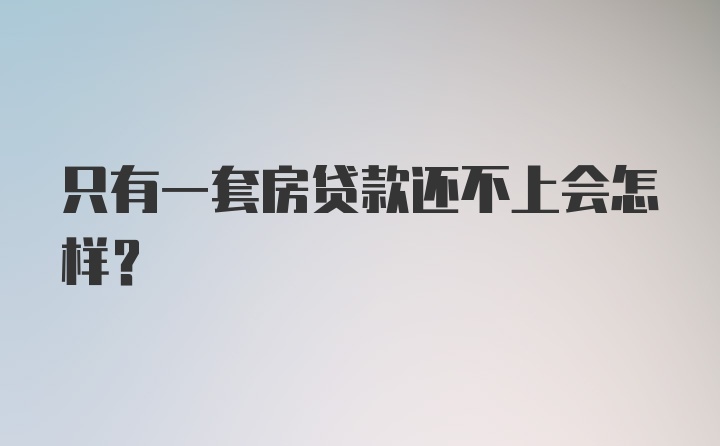 只有一套房贷款还不上会怎样？