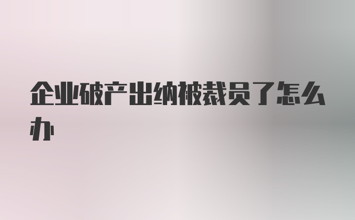 企业破产出纳被裁员了怎么办