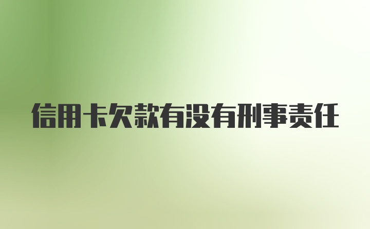 信用卡欠款有没有刑事责任