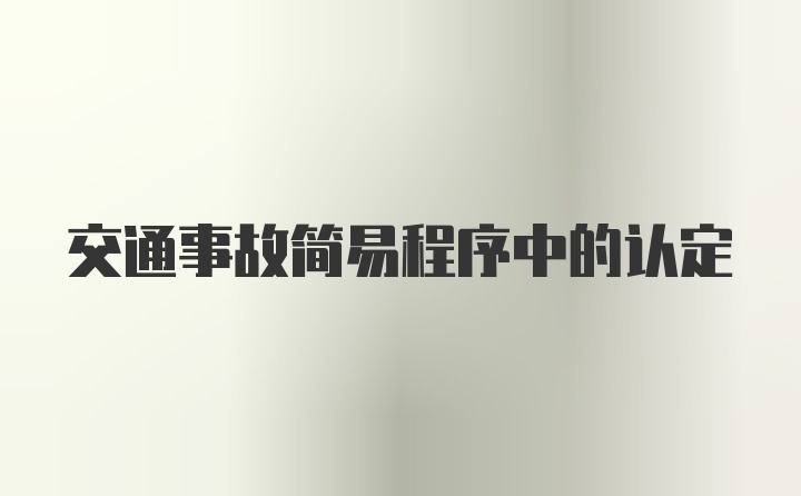 交通事故简易程序中的认定