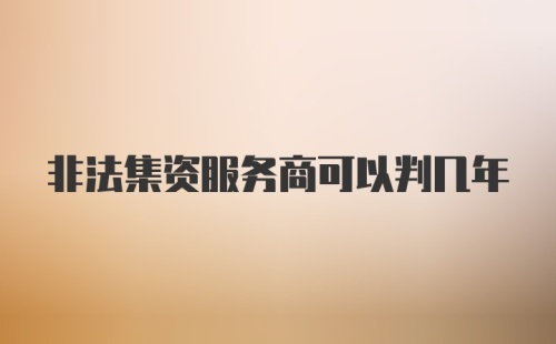 非法集资服务商可以判几年