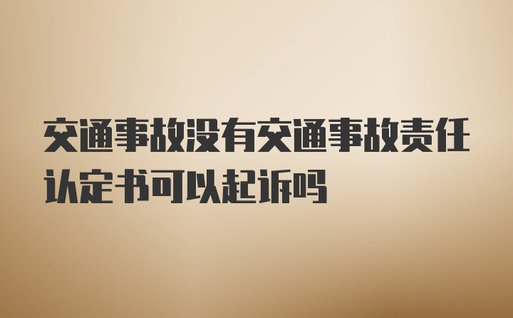 交通事故没有交通事故责任认定书可以起诉吗