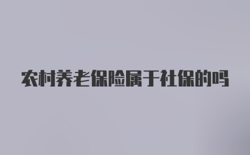 农村养老保险属于社保的吗