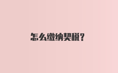 怎么缴纳契税？