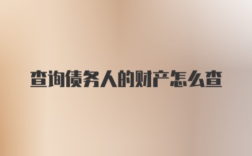 查询债务人的财产怎么查