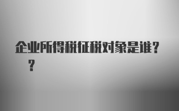 企业所得税征税对象是谁? ?