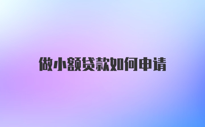 做小额贷款如何申请