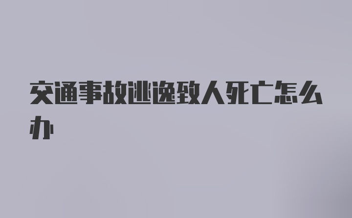 交通事故逃逸致人死亡怎么办