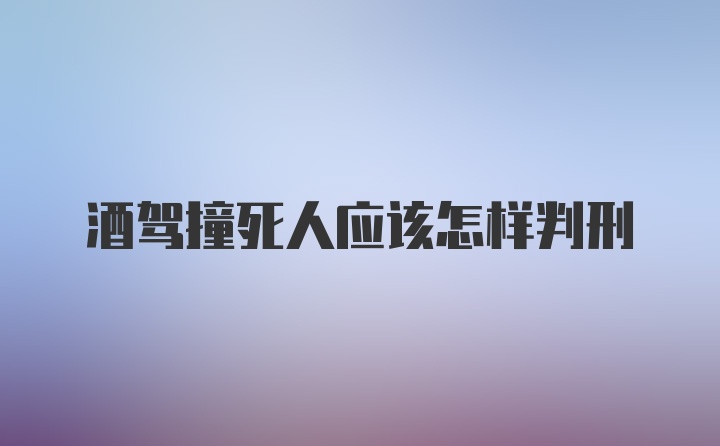 酒驾撞死人应该怎样判刑