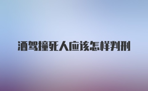 酒驾撞死人应该怎样判刑