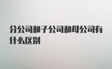 分公司和子公司和母公司有什么区别