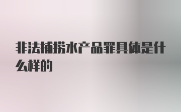 非法捕捞水产品罪具体是什么样的