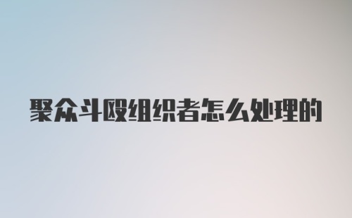 聚众斗殴组织者怎么处理的