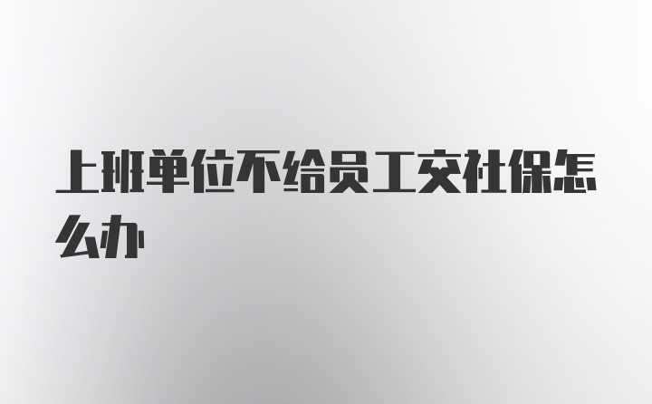 上班单位不给员工交社保怎么办