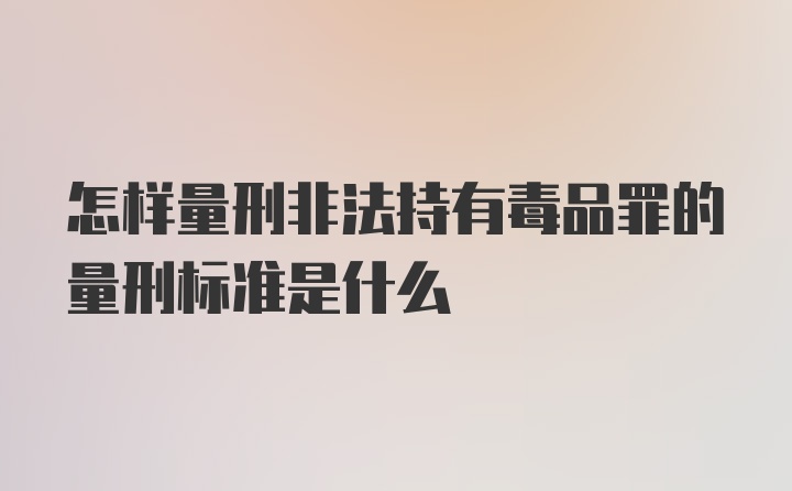 怎样量刑非法持有毒品罪的量刑标准是什么