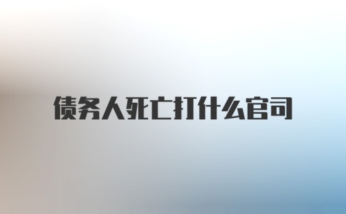 债务人死亡打什么官司