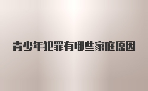 青少年犯罪有哪些家庭原因