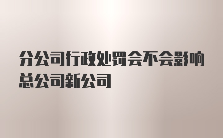 分公司行政处罚会不会影响总公司新公司