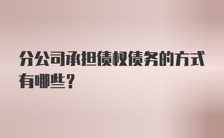 分公司承担债权债务的方式有哪些？