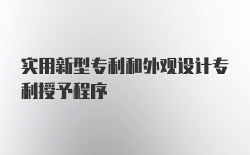 实用新型专利和外观设计专利授予程序