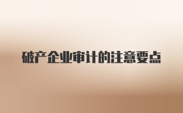 破产企业审计的注意要点