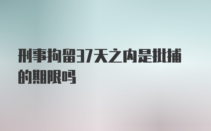 刑事拘留37天之内是批捕的期限吗