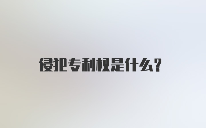 侵犯专利权是什么？