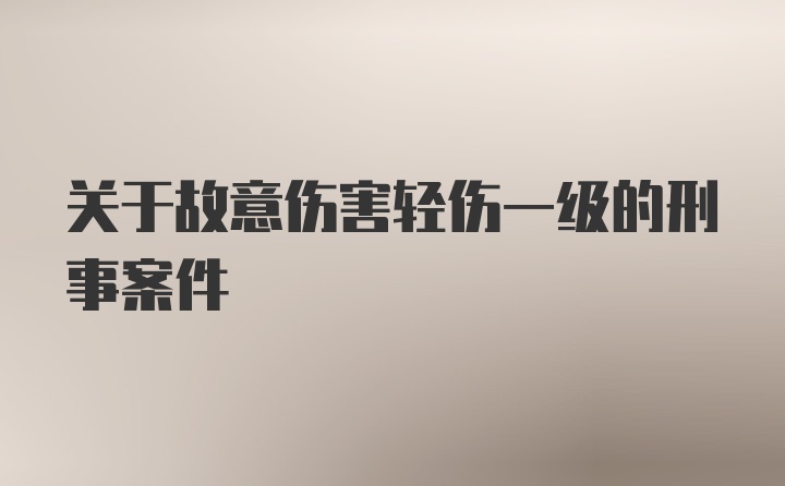 关于故意伤害轻伤一级的刑事案件