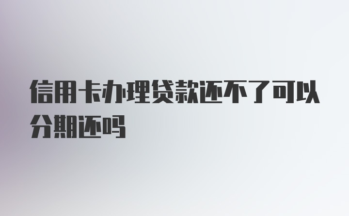 信用卡办理贷款还不了可以分期还吗