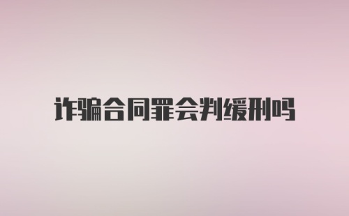 诈骗合同罪会判缓刑吗