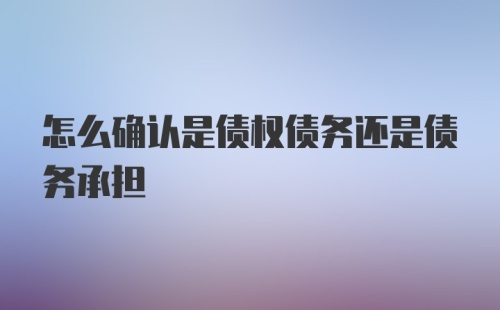 怎么确认是债权债务还是债务承担