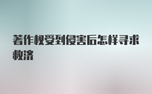 著作权受到侵害后怎样寻求救济