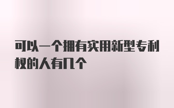 可以一个拥有实用新型专利权的人有几个